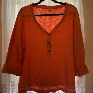Jjill Women's Orange Button-Up Top Size XL 100% Cotton
